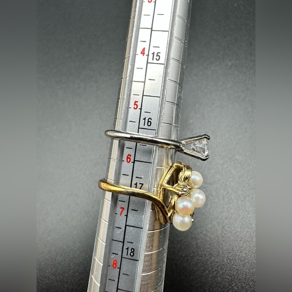 Faux pearl with 14K gold plate Beautiful Rings SET OF 2 - Picture 8 of 9